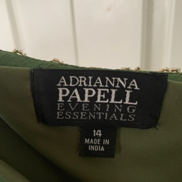 Adrianna Papell gold beaded green dress - Picture 7 of 10